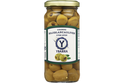 Grønne Hojiblancaoliven u/sten